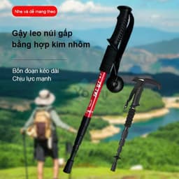 Gậy Leo Núi Trekking Gậy Dã Ngoại Hợp Kim Nhôm Chống Sốc Chống Trượt 4 Đoạn Có Thể Thu Gọn 2