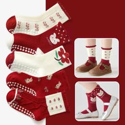 Combo 5-10 Đôi Tất Hồng Noel Mầu Yêu Thích Cho Bé Gái Thêm Nổi Bật Giữa Đám Đông Với Thiết Kế Hoa Văn Độc Đáo 2