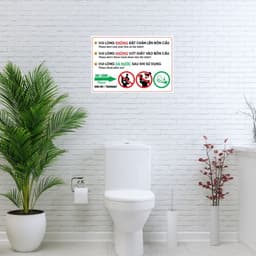 Decal Nội Quy Vệ Sinh, Nhắc Nhở Không Bỏ Giấy Vào Bồn Cầu, Không Đặt Chân Lên Bồn Cầu, Dán Tường, Kính 5