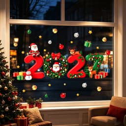 2027 Giáng Sinh Năm Mới Chủ Đề Tĩnh Cửa Sổ Dán Keo Không Làm Tổn Thương Kính Phòng Khách Cửa Sổ Ngày Lễ Không Khí Trang Trí Dán 3