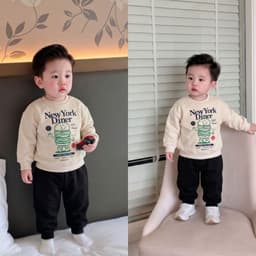 [10-29kg] Bộ Nỉ Dài Tay Cao Cấp Cho Bé Trai Dày Mịn Ấm KIMCHIBABY Họa Tiết Ô Tô, Siêu Nhân Người Nhện BN602 3