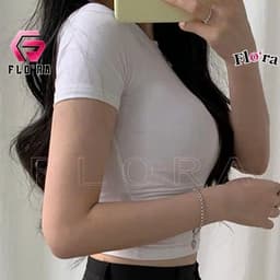 ( Free size 28 - 48kg ) Áo CROPTOP TAY NGẮN CỔ TRÒN TRƠN Thun Gân CR66, Áo Thun Ôm Body Kiểu Basic 2