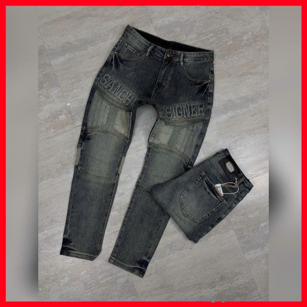 JEAN NAM DENIM,CHẤT JEAN MỀM CÔ GIÃN NHẸ,HỌA TIẾT CHỮ IN NỔI TẠO ĐIỂM NHẤN QJ-5096 VIC