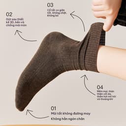 🧦 SET 6 ĐÔI TẤT VỚ CỔ CAO GÂN DỌC BASIC – MÀU TRƠN DỄ PHỐI ĐỒ 3