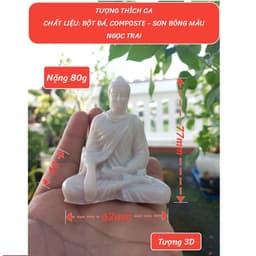 Tượng Phật Thích ca 8cm Trang Trí Tiểu Cảnh, Bàn Làm Việc  Bằng Đá Composite Chất Lượng Cao 3