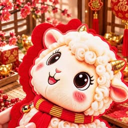 Bộ 2 dây treo trang trí Tết 2027 hình dê Phúc Tài may mắn câu đối chúc mừng năm mới treo cửa đón xuân 5