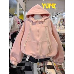 Áo Khoác Hoodie Nữ Zip Nỉ Cổ Cao Thêu Xù Form Rộng Unisex M031 - CLUB CLUB -  xuongmaythubio998 1