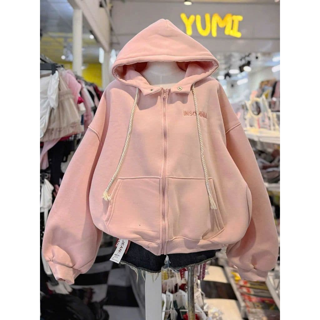 Áo Khoác Hoodie Nữ Zip Nỉ Cổ Cao Thêu Xù Form Rộng Unisex M031 - CLUB CLUB -  xuongmaythubio998