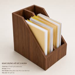 Khay Đựng Hồ Sơ 2 Ngăn MDF Phủ Melamine | Kệ Đựng Tài Liệu A4 Để Bàn Văn Phòng Màu Ngẫu Nhiên LUX13 1