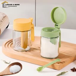 Lọ Đựng Gia Vị Thuỷ Tinh Có Ngăn Thìa Riêng DECOR, Hũ Đựng Gia Vị Nhà Bếp Chống Ẩm Dung Tích 400ml 053 3