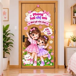 Decal dán cửa phòng gia đình nhiều hoạ tiết dễ thương (nền trắng )cho không gian sống ấm cúng và sinh động 4