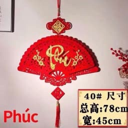 Set 3 Khánh Quạt Nhung Chữ PHÚC - LỘC - THỌ Treo Trang Trí Tết 8