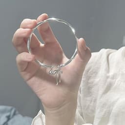 Vòng Tay Titan Nữ Hình Bướm Trái Tim Chữ Phúc - Lắc Tay Kiềng Cứng Thời Trang Thả Charm Điều Chỉnh Size 2