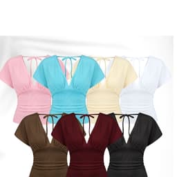 Áo Thun Nữ Cổ V Tay Cánh Dơi Dáng Ôm Kiểu Nhún Eo A51597 - Fashion 73 9