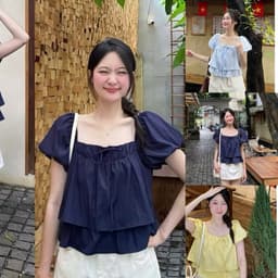 Áo babydoll nữ kiểu mới may hai lớp tay bồng phồng xoè phong cách hàn quốc BD63 6