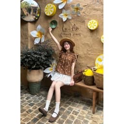 Áo Kiểu Nữ Cổ Bèo Cánh Tiên Viền Tầng Vải Gió Nhăn Babydoll 9