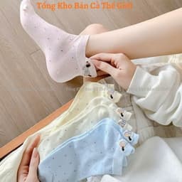 Set 10 Đôi Tất Vớ Cổ Thấp Chấm Bi Hình Cún Lạp Xưởng xᶖnh Xắn Đáng Yêu Phong Cách Hàn Quốc Thấm Hút Mồ Hôi VOICON-[TV01] 2