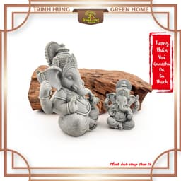 Tượng thần voi Ganesha đá sa thạch xanh -  Tượng deco, trang trí tiểu cảnh, bán cạn, terrarium 6