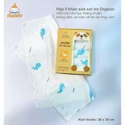 Khăn Sữa Sợi Tre Cho Bé Manny Hộp 5 Chiếc Mềm Mịn 2 Lớp 30x30cm - Timikid 3