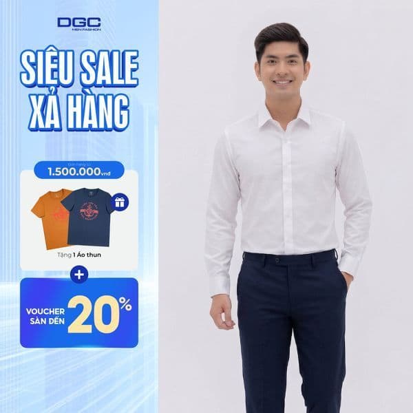Áo Sơ Mi Dài Tay DGC Dáng suông Regular, Phong Cách Trẻ Trung, Chất Vải Mềm Nhẹ - SASDBE151M