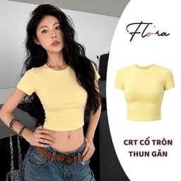 ( Free size 28 - 48kg ) Áo CROPTOP TAY NGẮN CỔ TRÒN TRƠN Thun Gân CR66, Áo Thun Ôm Body Kiểu Basic 3