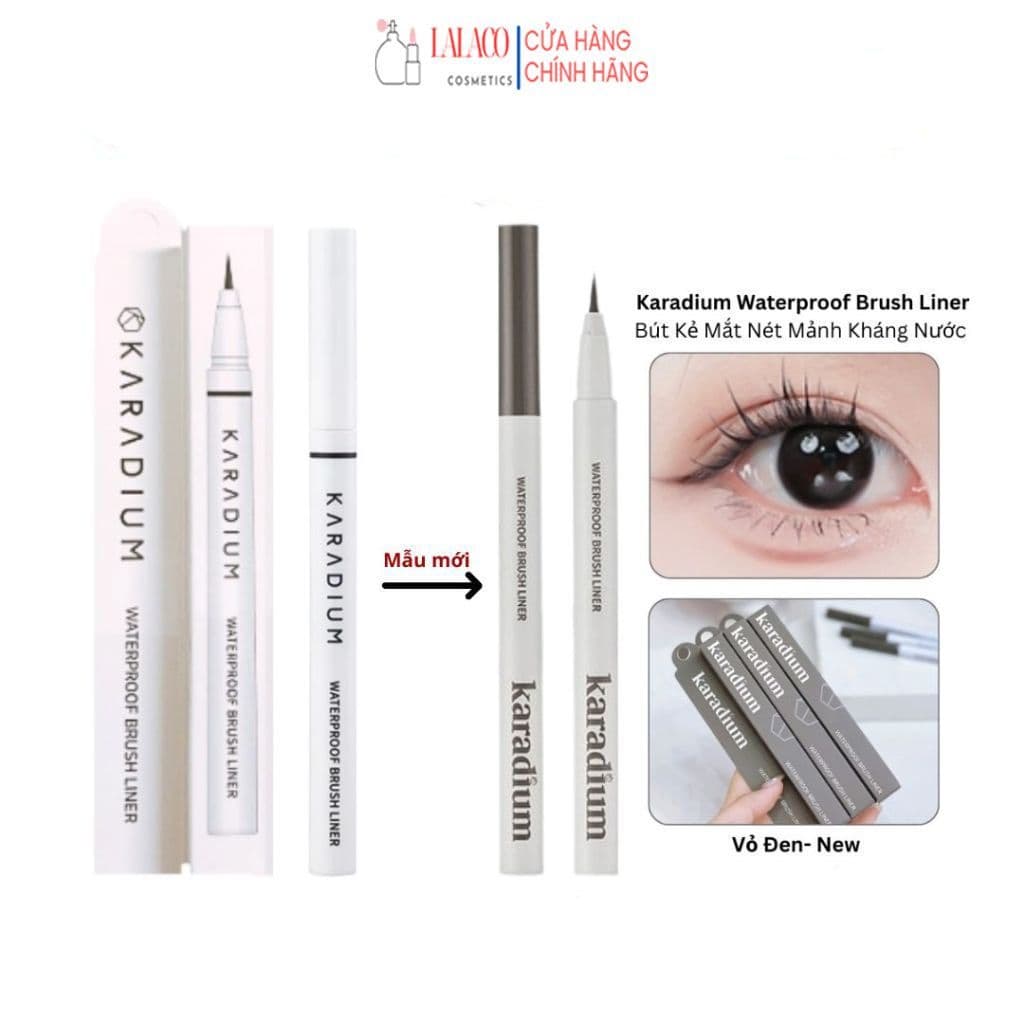 Bút Kẻ Mắt Nước Karadium Waterproof Brush Liner Black, Dạ Kẻ Mắt Karadium Waterproof 0.5mm