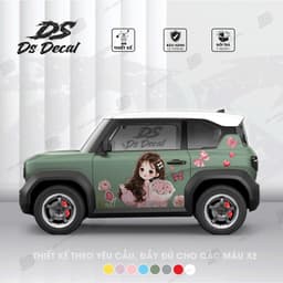 [ TẶNG GẠT DÁN] Tem xe VF3 - Ds Decal - Tem xe VF3 cho nữ - Tem trang trí ngoại thất chống nước, bền màu (1 bộ 2 bên) 3