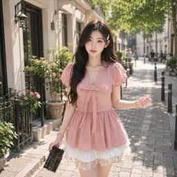 Áo sơ mi babydoll hottrend kiểu Hàn Quốc xinh xắn có dây chiết eo  SMK98 TRON 9