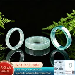 Tự Nhiên Myanmar Ngọc Nhẫn Vuông Đơn Giản Jadeite Nhẫn Ác Warding Đuôi Nhẫn Cặp Đôi Trang Sức 1