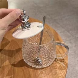 Cốc thuỷ tinh gấu nắp nhựa 400ml 4