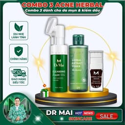Bộ 3 Dr Mai chăm sóc da mụn, thâm, cân bằng dầu thừa, Sữa rửa mặt, Toner và Serum 1