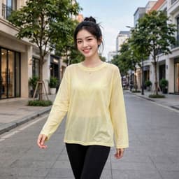 Áo thun cổ tròn dài tay thun giấy xước mỏng nữ mát mẻ hot trend form   OTG17 8 43 65 5