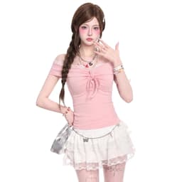Áo Nữ Kiểu Trễ Vai Viền Phối Ren  Thắt Nơ Ngực Dễ Thương A51593 9 7 - Sam botique 2