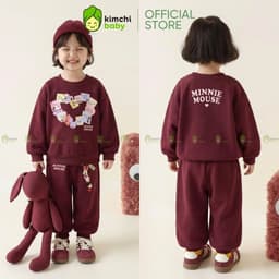 [10-29kg] Bộ Nỉ 2 Da Cao Cấp Premium Cho Bé Gái Mặc Thu Đông Dày Mịn Ấm KIMCHIBABY Họa Tiết Hoạt Hình Micki BN604 3
