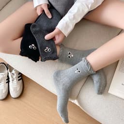Set 5 Đôi Tất/ Vớ Cổ Cao Cho Nữ Hoạ Tiết Đôi Mắt Bong Bóng Miệng Cổ Bèo Phong Cách Hàn TN34 JULIET 3