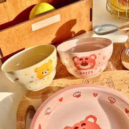 Set 4 Bát Kèm 4 Thìa Hoạ Tiết Gấu Xinh Xỉu kho 6366 5