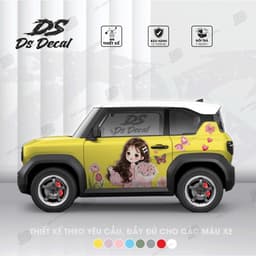 [ TẶNG GẠT DÁN] Tem xe VF3 - Ds Decal - Tem xe VF3 cho nữ - Tem trang trí ngoại thất chống nước, bền màu (1 bộ 2 bên) 1