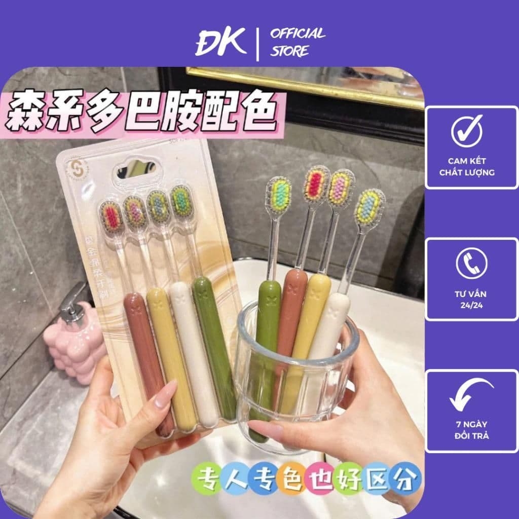 Sét 4 Bàn Chải Bản Rộng Lông Mềm Làm Sạch Sâu Gia Dụng ĐK VOICON-[TV01]