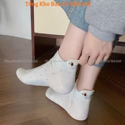 Set 10 Đôi Tất Vớ Cổ Thấp Chấm Bi Hình Cún Lạp Xưởng xᶖnh Xắn Đáng Yêu Phong Cách Hàn Quốc Thấm Hút Mồ Hôi VOICON-[TV01] 5