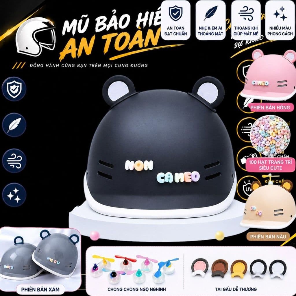 [ĐẠT CHUẨN AN TOÀN] Mũ Bảo Hiểm Cá Heo Nam Nữ Cao Cấp Nửa Đầu Thời Trang Hot Trend Kèm Charm Tên