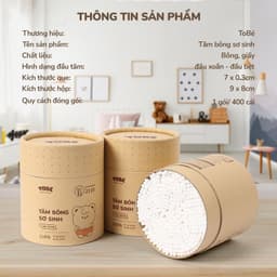 Tăm bông cho bé sơ sinh TOBE an toàn cho bé tiện lợi cho cả gia đình hộp 400 chiếc 3