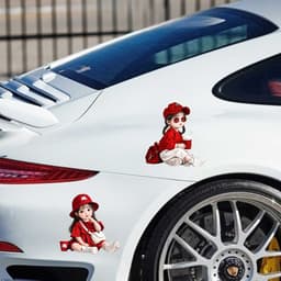 HỎA TỐC Decal Dán Xe Hơi Hình Bé Gái Đội Mũ Đỏ Cá Tính Chống Thấm Nước - Tem Dán Trang Trí Độc Đáo, Nổi Bật 4