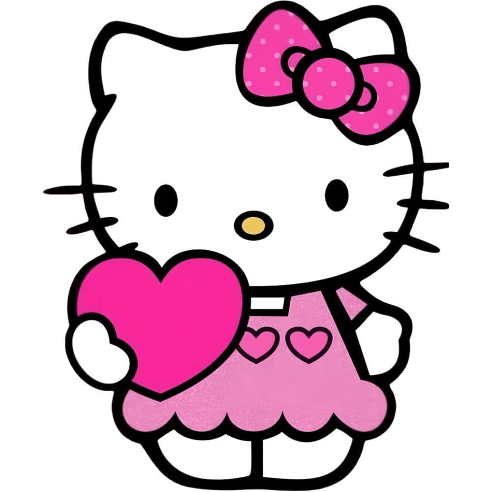 Decal Ô tô Hình Mèo Hello Kitty Ôm Trái Tim Dễ Thương, Chống Thấm Nước