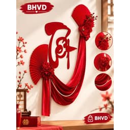 Set decor Vải Nhung, chữ Tết xốp nhung, trang trí nhà cửa, cửa hàng quán ăn lễ Tết( BHVD 4) 5