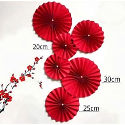 BỘ 6 QUẠT GIẤY TRANG TRÍ MÀU ĐỎ - TƯƠI TẮN, MAY MẮN CHO MỌI KHÔNG GIAN 2