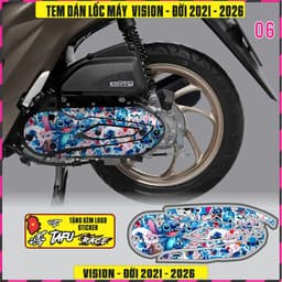 Tem Dán Lốc Máy Xe VISION Đời 2021 Đến 2026 Mẫu Thỏ Bunny Cực Chất Decal 3Lớp 6