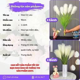 CÀNH LAU 5 BÔNG LỚN CAO 90CM DECOR SIÊU ĐẸP- HOA GIẢ TRANG TRÍ 4