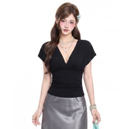 Áo Thun Nữ Cổ V Tay Cánh Dơi Dáng Ôm Kiểu Nhún Eo A51597 - Fashion 73 3