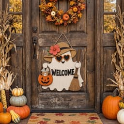 REEMOOR Halloween Chào Mừng Dấu Hiệu Cửa, Tấm Cửa Trang Trí Ngoài Trời kích thước 30cm 9