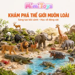 Bộ Đồ Chơi Mô Hình Động Vật 58 Chi Tiết MimiToys - Thú Rừng Sinh Động Kèm Hộp Đựng Tiện Lợi 3